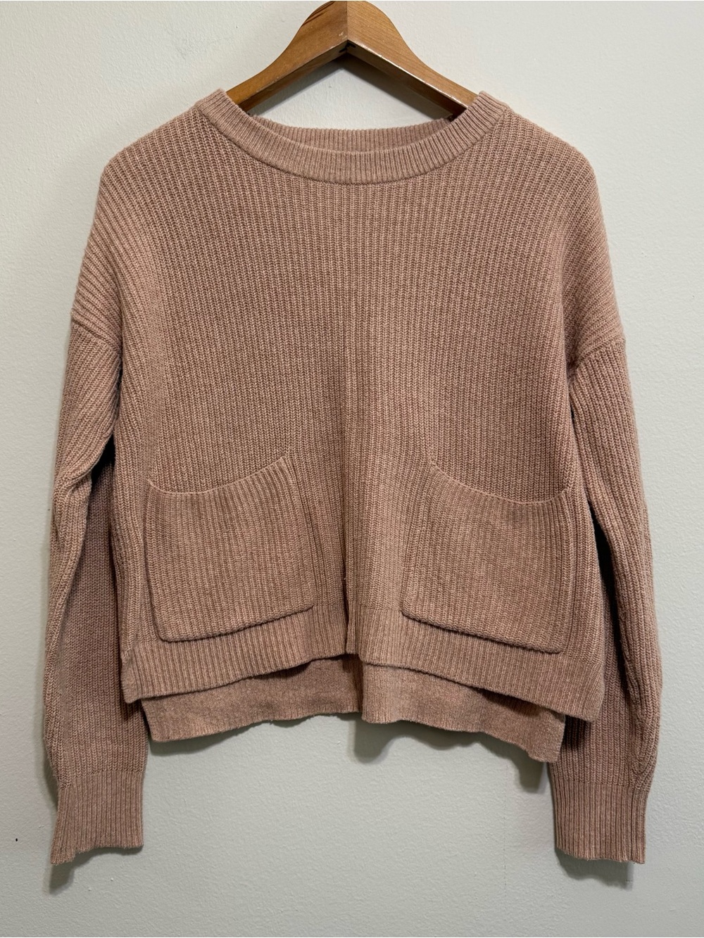 Madewell Pink Knit Pocket Sweater Mock Neck Women S